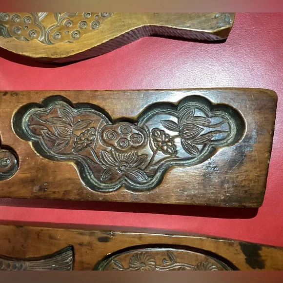 Vintage wood cookie, candy mold. 3 piece set
